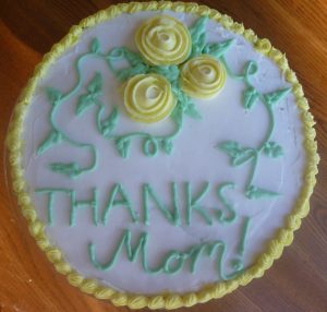 My cake for the fourth, and final, Wilton Cake Decorating Class, course #1 -- buttercream. 